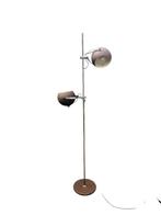 Vintage retro Herda bruine metalen vloerlamp bollamp, Huis en Inrichting, Lampen | Vloerlampen, Gebruikt, Vintage retro midcentury