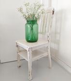 Stoel Bijzettafel Brocante Antiek Vintage Hout Wit, Ophalen, Brocante Landhuis Frankrijk, Gebruikt, Wit