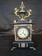 Marmeren Pendule met Bronze Ornamenten - Loopt Perfect!, Antiek en Kunst, Ophalen of Verzenden