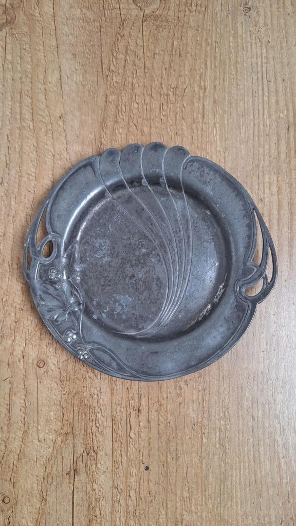 Tinnen Jugendstil schaaltje,  zie foto's, Antiek en Kunst, Antiek | Tin, Ophalen of Verzenden