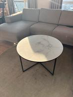 Salontafel met marmer look van glas, Ophalen, 50 tot 100 cm, Rond, 50 tot 100 cm