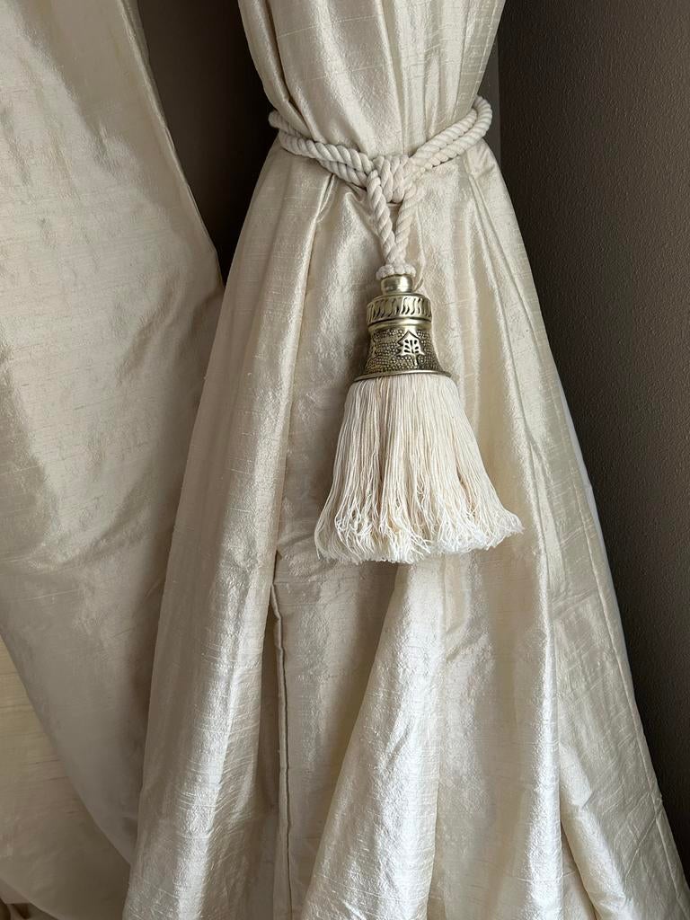 Gordijn embrasse met grote kwast - Offwhite, Ophalen of Verzenden, Zo goed als nieuw, Wit