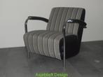 Leolux Scylla fauteuil uitgevoerd in grijs/zwart gestreepte, Ophalen, Metaal, Minder dan 75 cm, Zo goed als nieuw