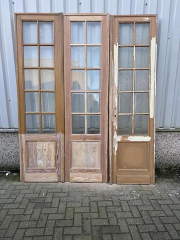 Prachtset antieke ensuitedeuren in pitchpine beschikbaar voor biedingen