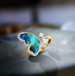 Blauwe Vlinder Ring / Verstelbaar, Sieraden, Tassen en Uiterlijk, Ringen, Met kristal, Overige materialen, Blauw, Nieuw