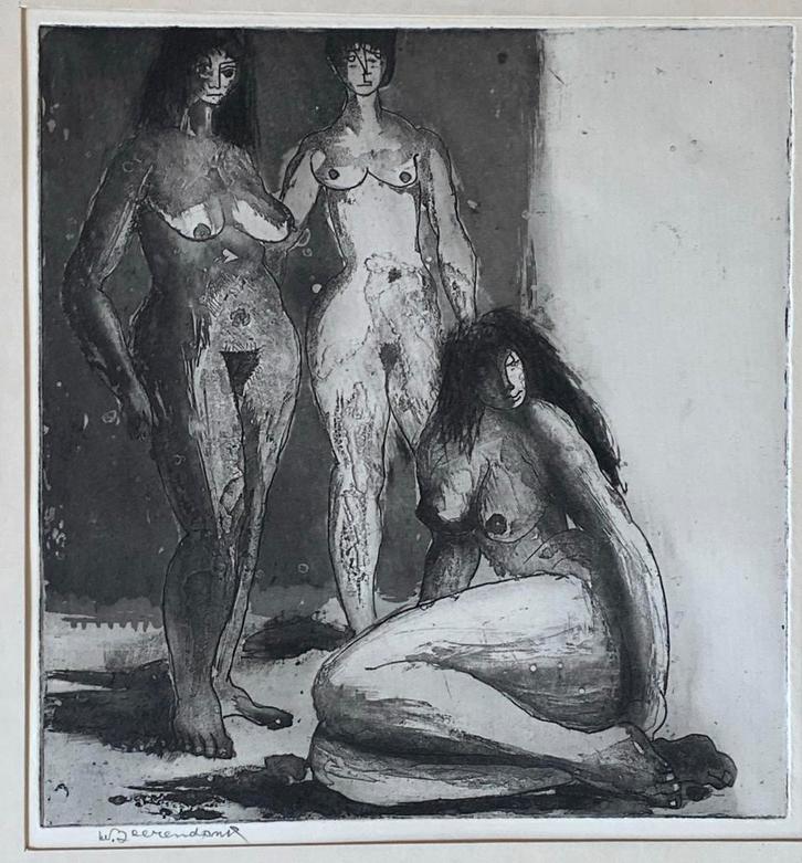 Ets Theo Beerendonk - Naakte Dames - Gesigneerd, Antiek en Kunst, Kunst | Etsen en Gravures, Ophalen
