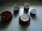 6 Retro expresso kop en schotels., Ophalen of Verzenden, Zo goed als nieuw, Bord(en), Overige stijlen