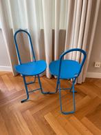 2 x klapstoel paperclip Thema Italy helder blauw, Huis en Inrichting, Stoelen, Blauw, Metaal, Twee, Zo goed als nieuw