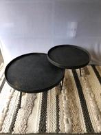 Salontafel set hout met bronzen stalen poten, Huis en Inrichting, Tafels | Salontafels, Ophalen, ., 50 tot 100 cm, .