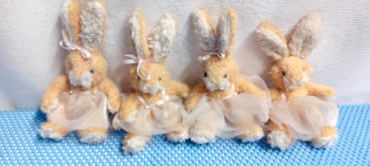 4 Brocante Konijntjes - Schattige Decoratie, Antiek en Kunst, Curiosa en Brocante, Ophalen of Verzenden