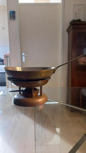 Koperen flambeerpan met brander – vintage stijl beschikbaar voor biedingen