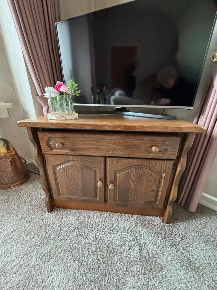 Houten TV-Meubel met Opbergruimte, Huis en Inrichting, Kasten | Televisiemeubels, Gebruikt, Minder dan 100 cm, 50 tot 100 cm, 25 tot 50 cm