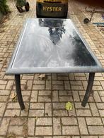 tuintafel met glazen plaat, Tuin en Terras, Tuintafels, Ophalen, Gebruikt, Rechthoekig, Aluminium