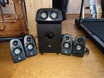 Logitech 5.1 surround sound speaker set, Gebruikt, 60 tot 120 watt, Complete surroundset, Ophalen