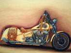 Harley Davidson Softail springer (Indian look) schilderij, Ophalen of Verzenden