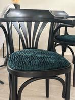 4 Stoelen  Blauw/Zwart velours Bekleding is nieuw., Huis en Inrichting, Stoelen, Ophalen, Zo goed als nieuw, Vier