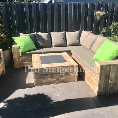 Steigerhout Hoekbank Tuinbank Tuinset Tuinmeubelen Loungeset, Tuin en Terras, Tuinsets en Loungesets, Loungeset, Steigerhout, Hocker