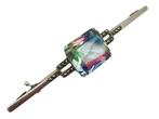 Vintage zilveren staafbroche met regenboogglas en markasiet, Verzenden, Zilver, Broche, Met edelsteen