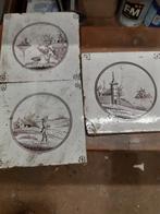 Antieke tegels, 13x13cm, 3 stuks, Ophalen of Verzenden