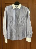 blauw/wit gestreepte blouse slimfit/getailleerd/stretch 44, H&M, Blauw, Maat 42/44 (L), Ophalen of Verzenden