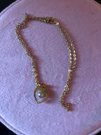 Gouden ketting met hartvormige hanger, Ophalen of Verzenden, Nieuw, Goud, Met kristal