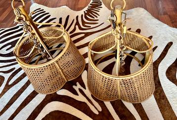 Vintage rotan hanglampen boho stijl beschikbaar voor biedingen