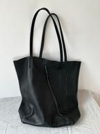 Zwarte leren shopper met ritsvak, Ophalen of Verzenden, Gebruikt, Zwart, Shopper