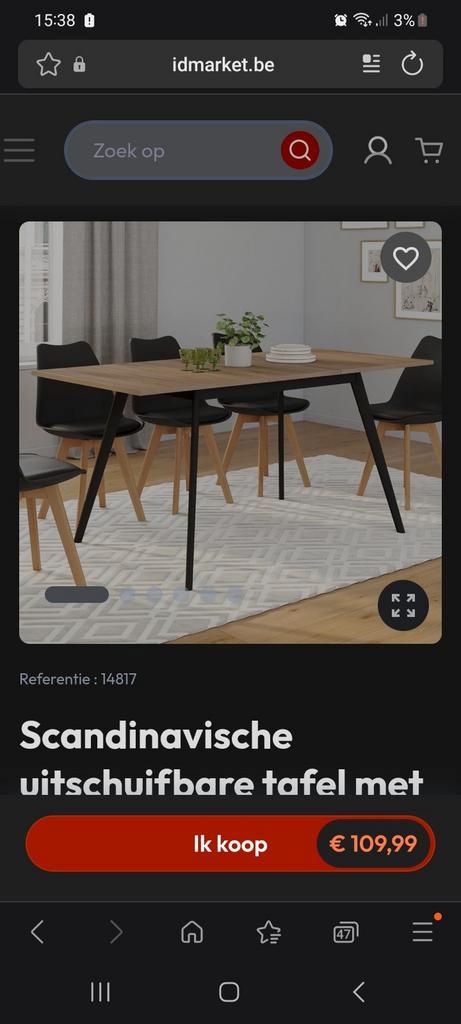 Scandinavische uitschuifbare tafel, Huis en Inrichting, Tafels | Eettafels, Nieuw, 50 tot 100 cm, 100 tot 150 cm, Vijf personen of meer