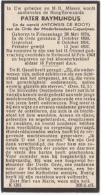 pater Antonius de Rooy 1874 Princenhage + 1943 Helmond, Verzenden