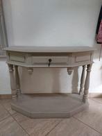 Beige geverfde sidetable, Ophalen, Gebruikt, 25 tot 50 cm, Rechthoekig
