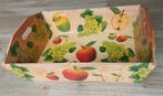 houten dienblad met handvatten draagbak, appels gedecoreerd, Huis en Inrichting, Woonaccessoires | Dienbladen, Ophalen, Zo goed als nieuw