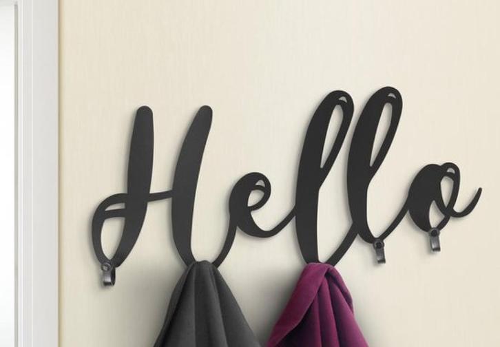 Zwarte wandkapstok Hello met 5 haken - 48x25cm, Huis en Inrichting, Woonaccessoires | Kapstokken, Nieuw, Wandkapstok, Minder dan 100 cm