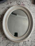 Mooie Ovale spiegel met een zilverkleurige lijst, Minder dan 50 cm, Ophalen of Verzenden, Zo goed als nieuw, Minder dan 100 cm