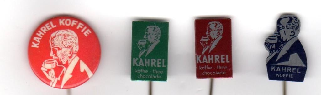 4 speldjes KAHREL KOFFIE THEE CHOCOLADE GRONINGEN (A2), Verzenden, Gebruikt, Overige onderwerpen