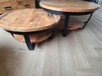Salontafel Set 2-delig Mango Hout, Ophalen, 50 tot 100 cm, Rond, 50 tot 100 cm
