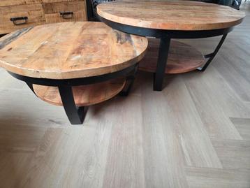 Salontafel Set 2-delig Mango Hout beschikbaar voor biedingen