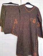 Groen oranje geborduurde Indiase pak kameez shalwar 3 delige, Overige typen, Ophalen of Verzenden, Zo goed als nieuw, Maat 36 (S)