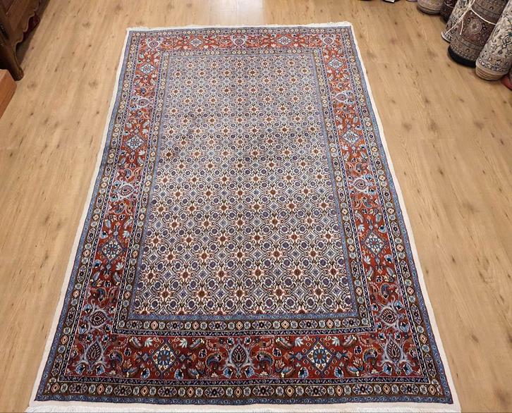 Handgeknoopt perzisch tapijt moud met zijde geknoopt in iran, Huis en Inrichting, Stoffering | Tapijten en Kleden, Gebruikt, 100 tot 150 cm