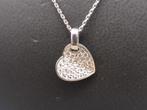 Zilveren hart hanger met zirkonia en collier, ., Ophalen of Verzenden, Zo goed als nieuw, .