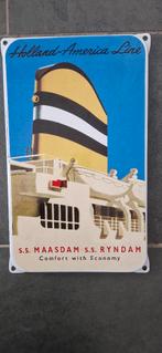 Emaille Reclamebord – Holland America Line, Ophalen of Verzenden, Gebruikt, Reclamebord