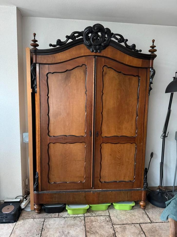Antieke eiken linnenkast ca. 1870 – Biedermeier stijl, Antiek en Kunst, Antiek | Meubels | Kasten, Ophalen