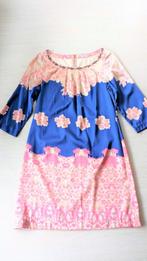 JOYCE and GIRLS prachtige zijden jurk, roze blauw, mt L, Joyce and Girls, Blauw, Knielengte, Maat 38/40 (M)