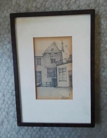 Sfeervolle Gouda Tekening van Smulders, 1959 beschikbaar voor biedingen