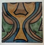 Antieke jugendstil tegel uit NS station Groningen, ingelijst, Antiek en Kunst, Antiek | Wandborden en Tegels, Ophalen of Verzenden