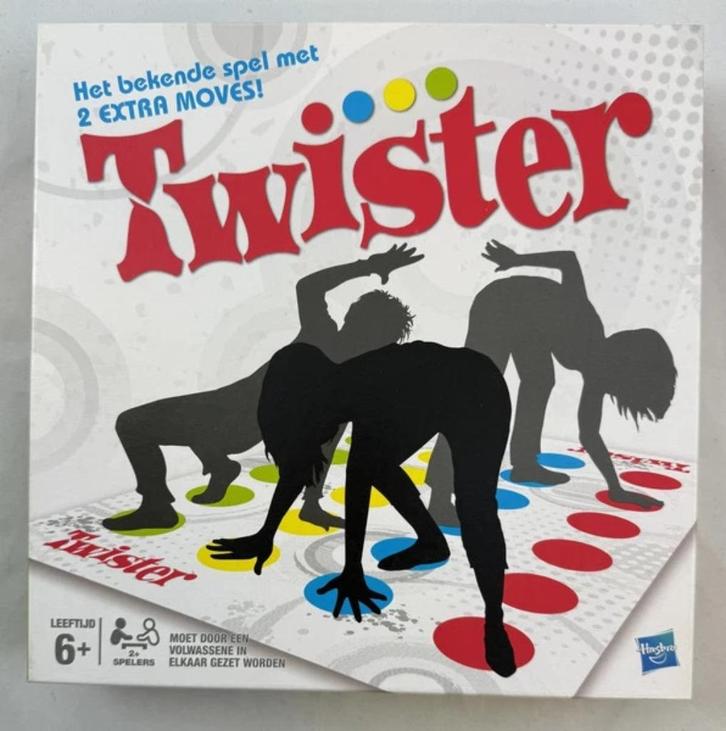 Twister Hasbro partyspel met Extra Moves gezelschapsspel, Hobby en Vrije tijd, Gezelschapsspellen | Bordspellen, Zo goed als nieuw