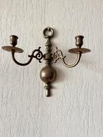 Kandelaar koper wandkandelaar twee armen, Antiek en Kunst, Antiek | Kandelaars, Ophalen of Verzenden