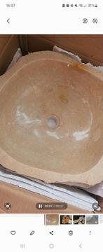Natuursteen wastafel crème wit. 40x50x15cm., Nieuw, Minder dan 100 cm, 25 tot 50 cm, Wasbak of Wastafel