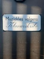 Zwart wit emaille bord langcat Bussum, Ophalen of Verzenden