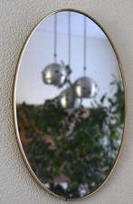 Vintage Ovale Wandspiegel met Messing Rand, Ophalen, Minder dan 50 cm, Gebruikt, Minder dan 100 cm