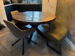 Eettafel met stoelen en bankje, Huis en Inrichting, Tafels | Eettafels, Ophalen, Rond, Zo goed als nieuw, 100 tot 150 cm